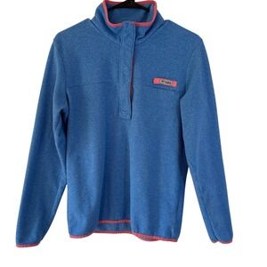 Columbia PFG Fleece Pullover Jacket Women's Medium Blue Pink Trim‎ Button